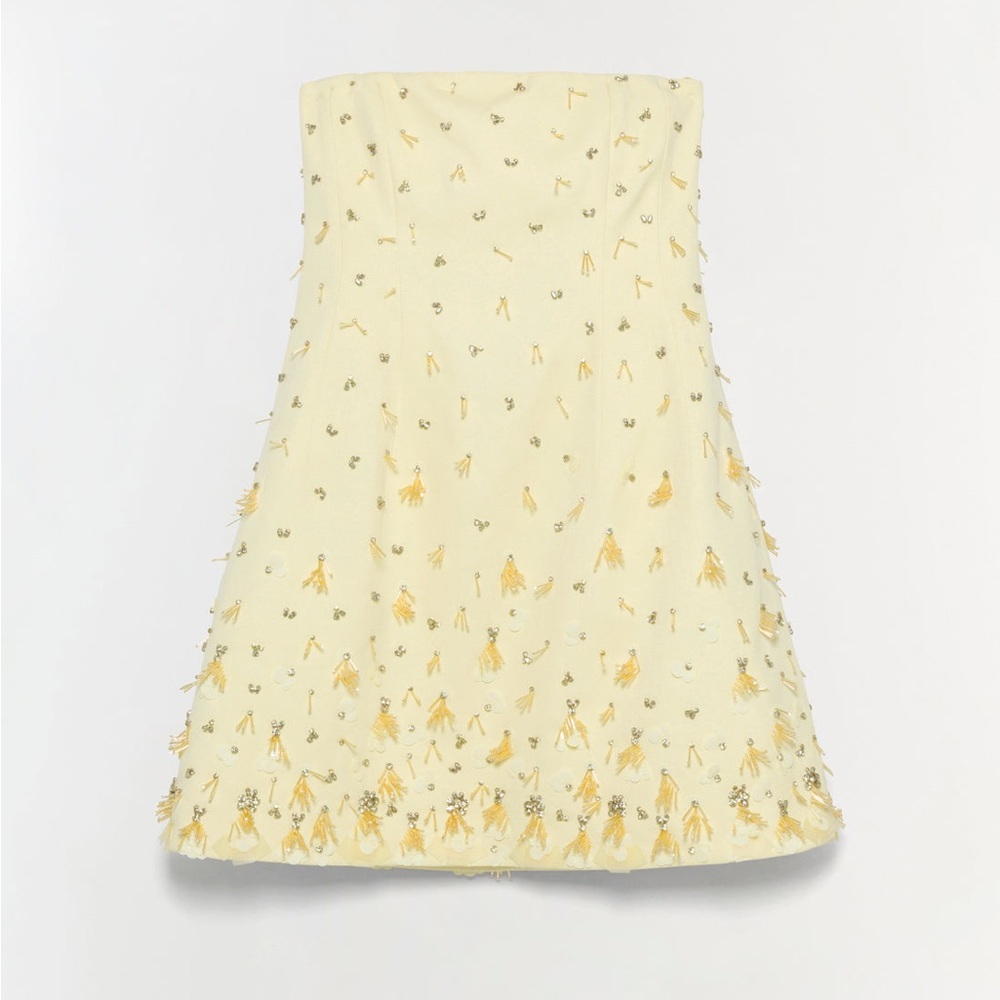 Elegant butter Yellow Strapless Dress